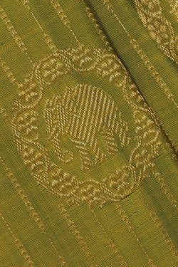 Image of Kanchipattu Mehndi Green Brocade Saree