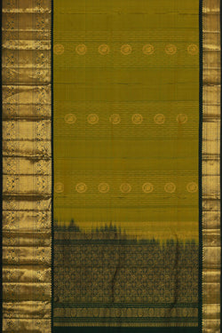 Image of Kanchipattu Mehndi Green Brocade Saree