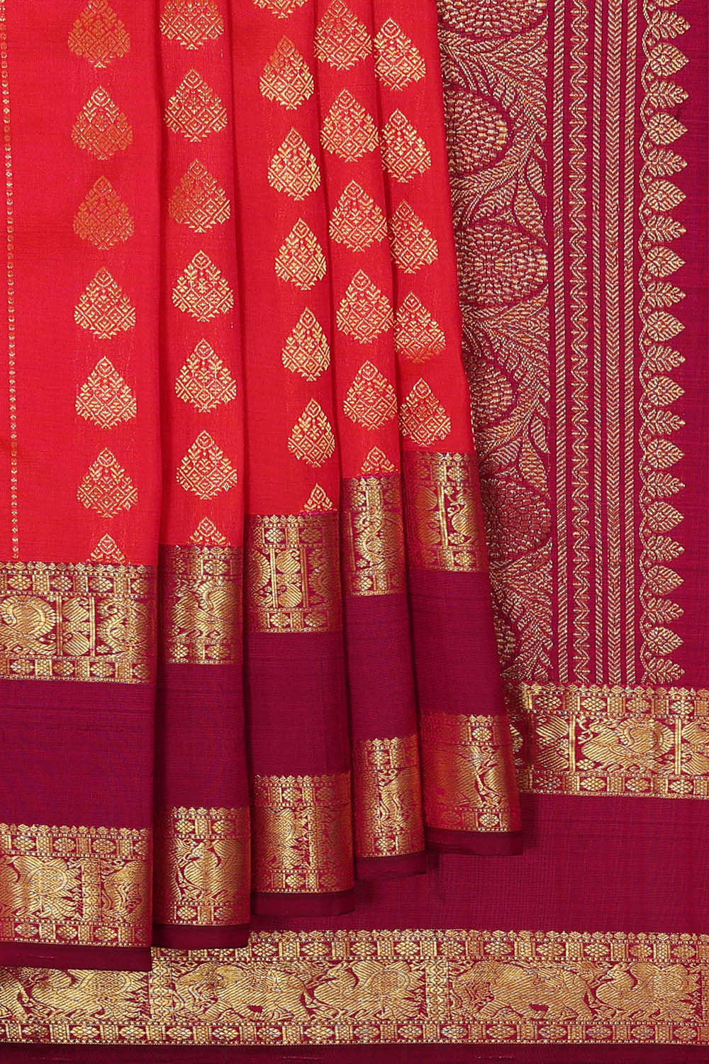 Kanchipattu Light Red Brocade Saree