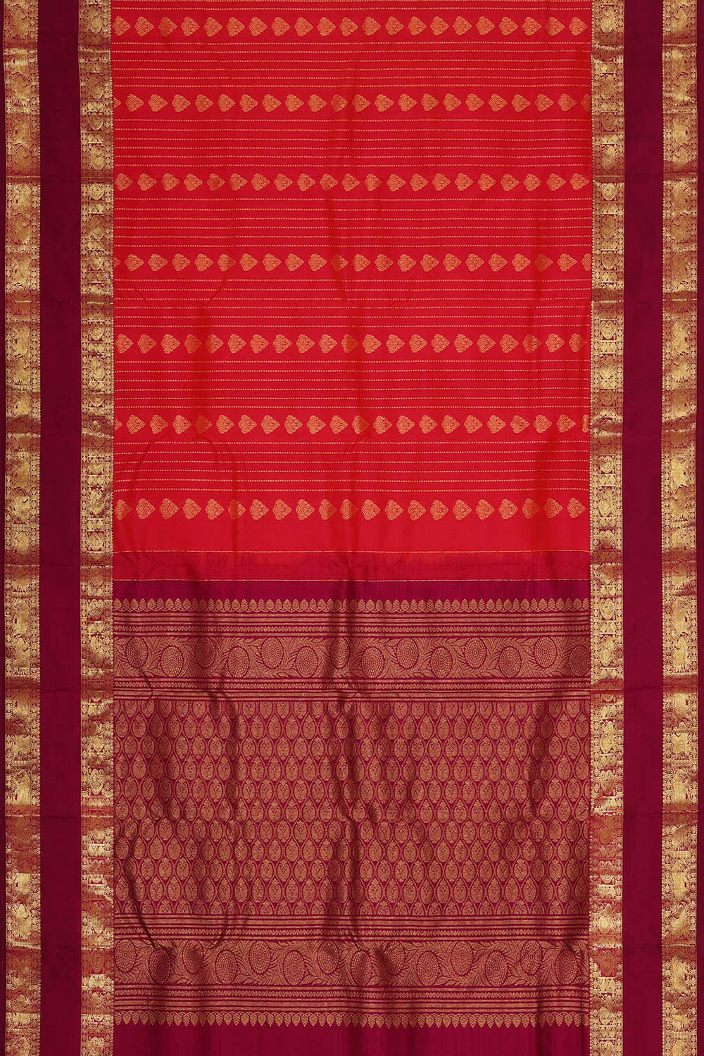 Kanchipattu Light Red Brocade Saree