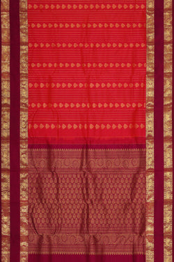 Image of Kanchipattu Light Red Brocade Saree