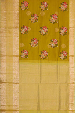 Image of Kanchipattu Golden Green Brocade Saree