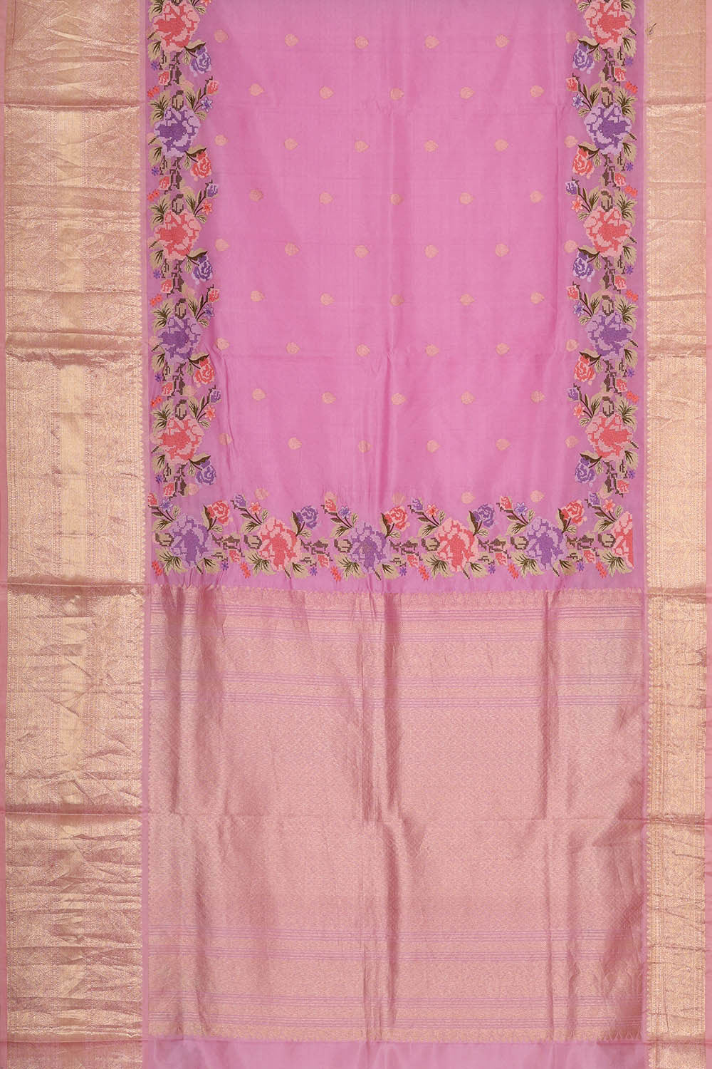 Kanchi Kora Lavender Pink Brocade Saree