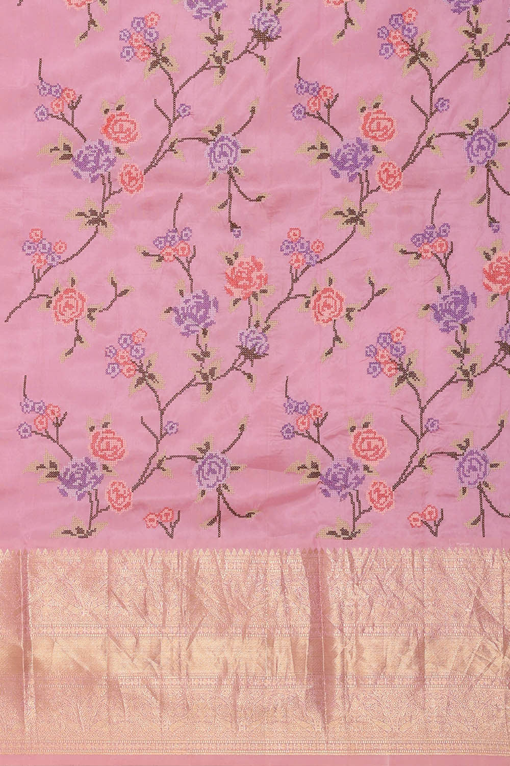 Kanchi Kora Lavender Pink Brocade Saree