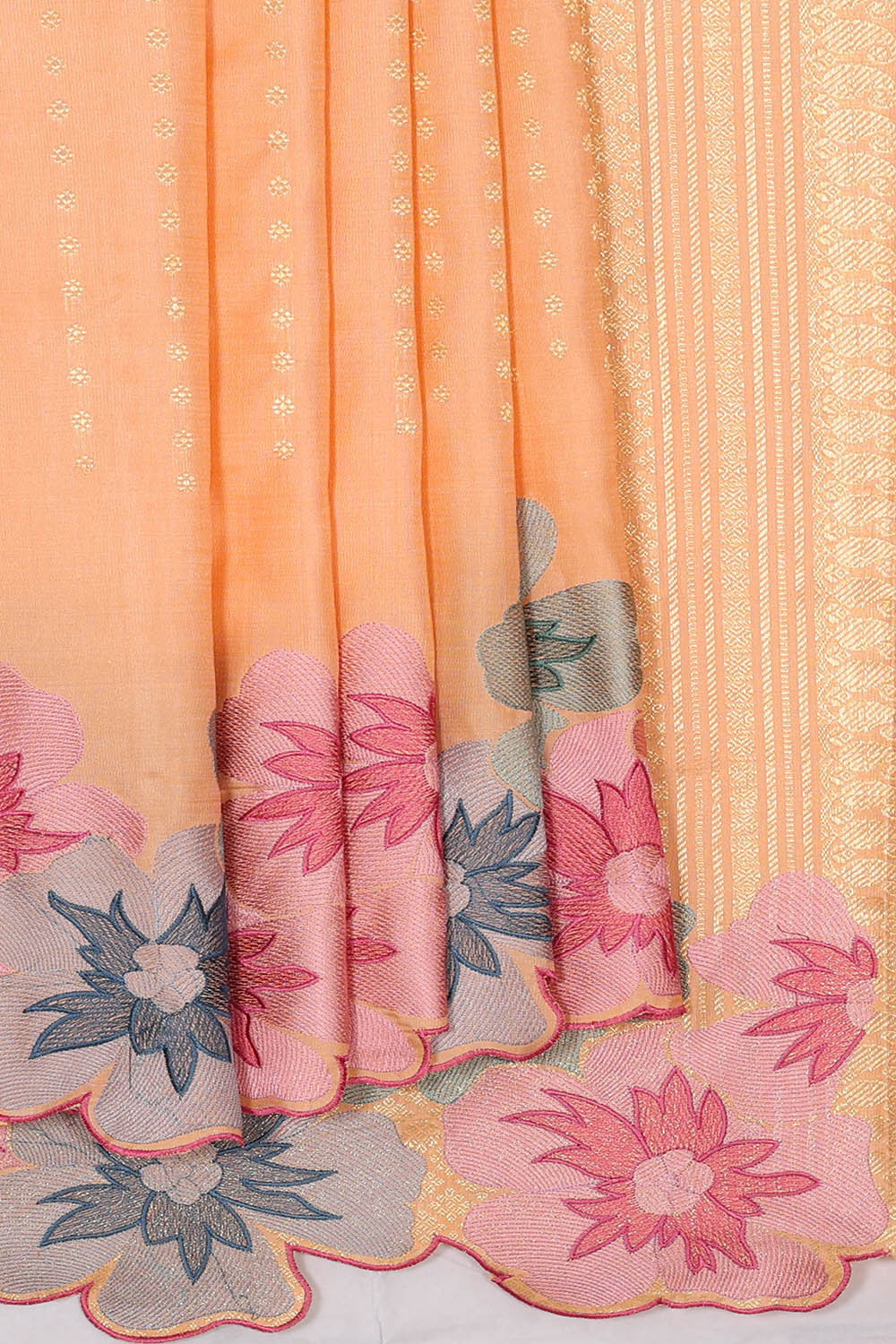 Kanchipattu Peach Brocade Saree