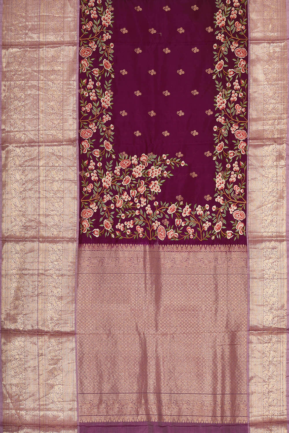 Kanchi Kora Deep Wine Brocade Saree