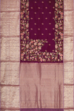 Image of Kanchi Kora Deep Wine Brocade Saree