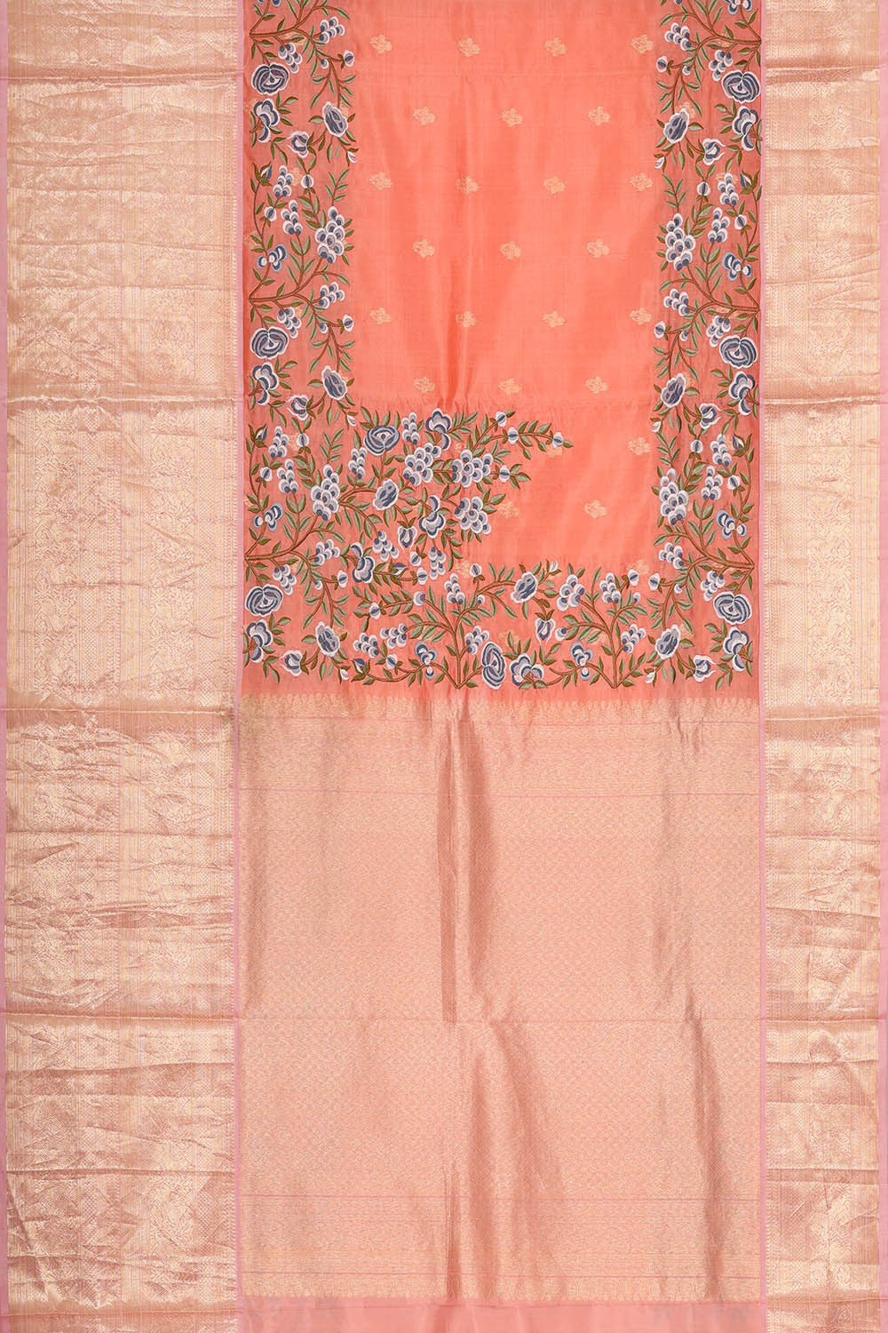 Kanchi Kora Peach Brocade Saree