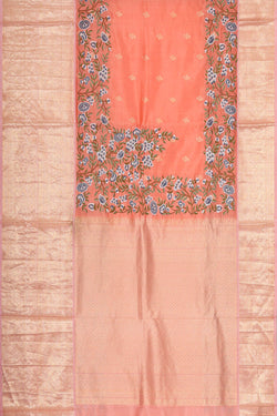 Image of Kanchi Kora Peach Brocade Saree