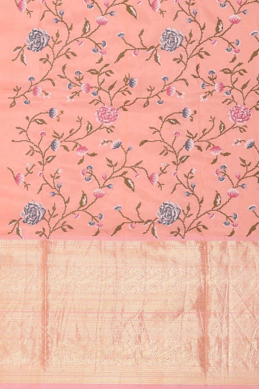 Kanchi Kora Peach Brocade Saree