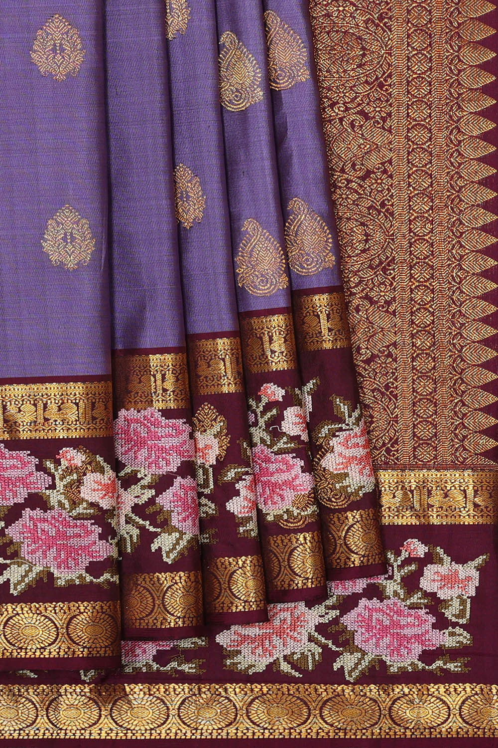 Kanchipattu Dark Lavender Brocade Saree