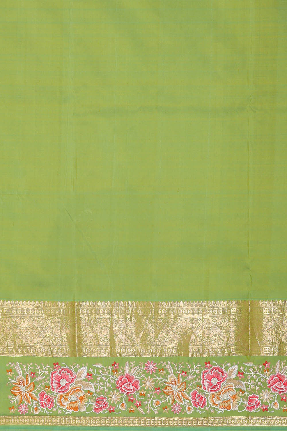 Kanchipattu Golden Green Brocade Saree