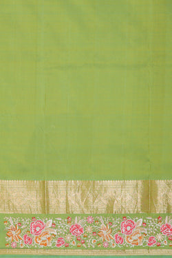 Image of Kanchipattu Golden Green Brocade Saree