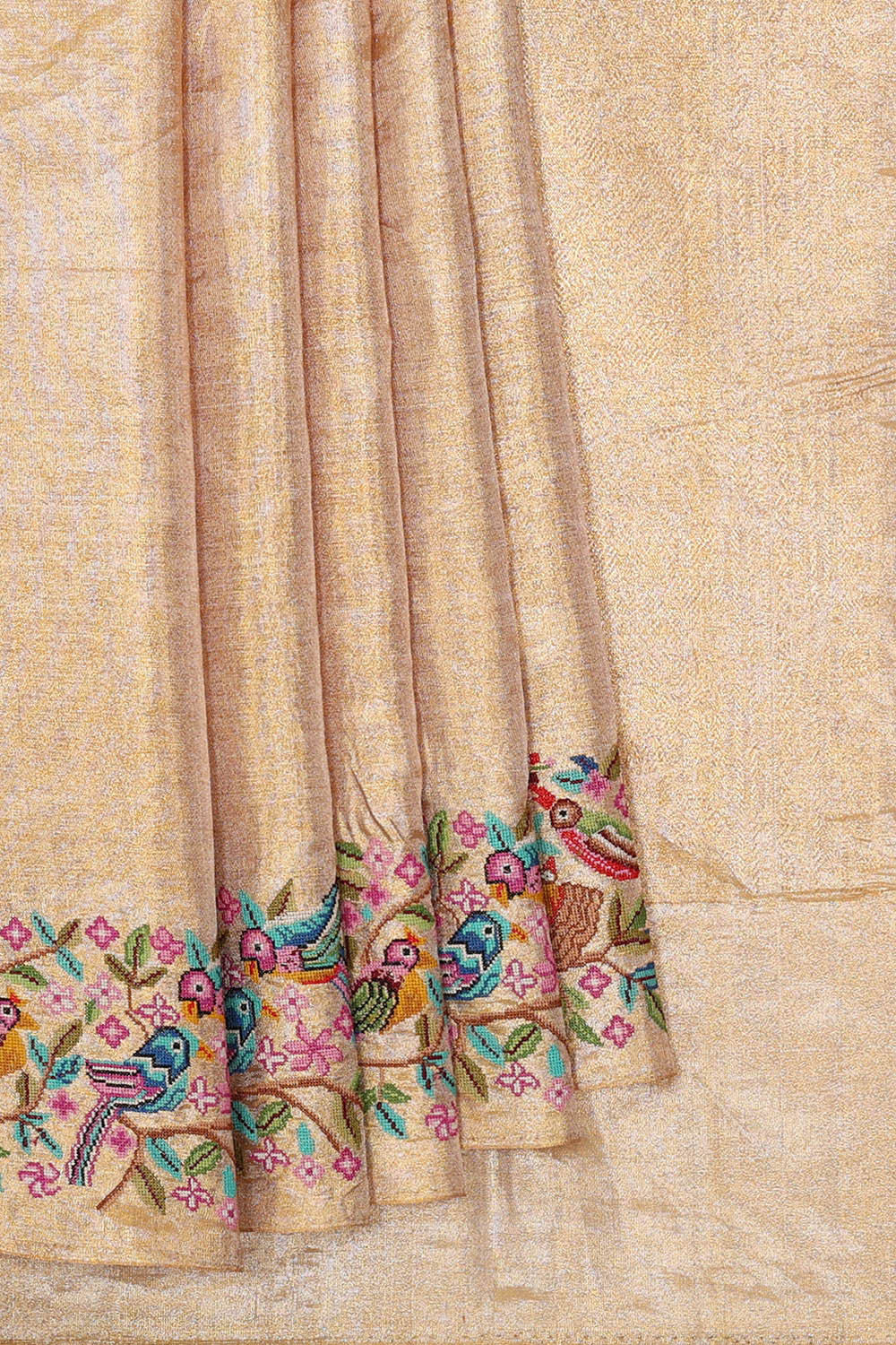 Kanchi Tissue Cream Gold Saree