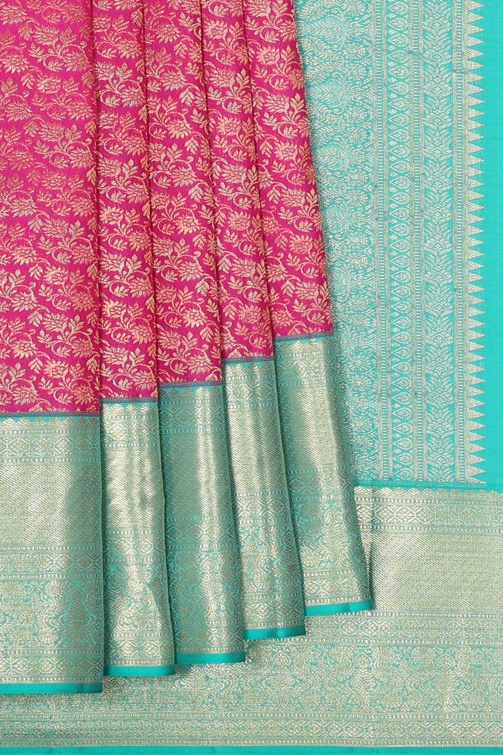 Image of Kanchipattu Rani Pink Brocade Saree