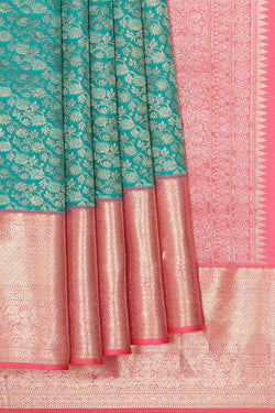 Image of Kanchipattu Deep Sea Green Brocade Saree