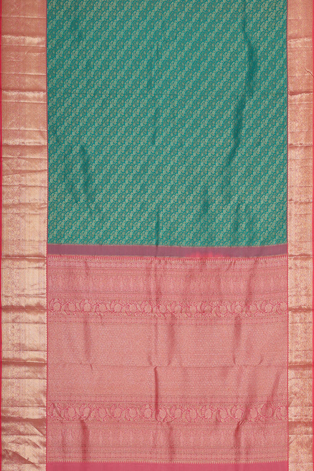 Image of Kanchipattu Deep Sea Green Brocade Saree