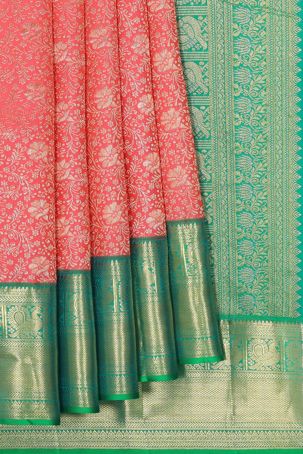Image of Kanchipattu Dark Peach Brocade Saree
