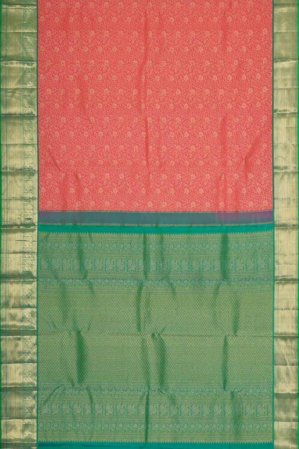 Kanchipattu Dark Peach Brocade Saree