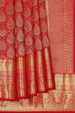 Image of Kanchipattu Red Brocade Saree