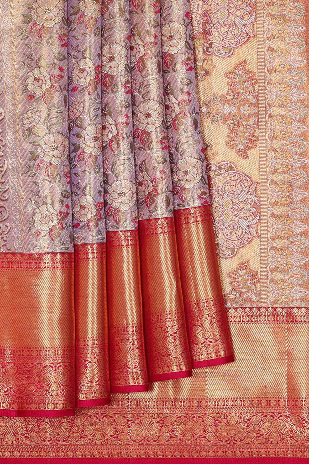 Kanchipattu Lavender Tissue Brocade Saree