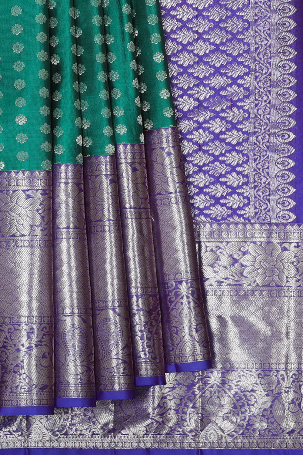 Kanchipattu Teal Green Brocade Saree