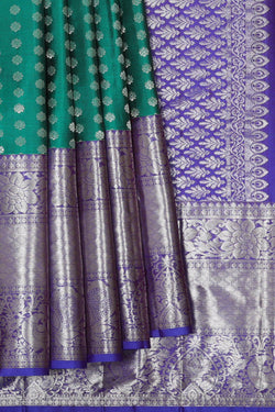 Image of Kanchipattu Teal Green Brocade Saree