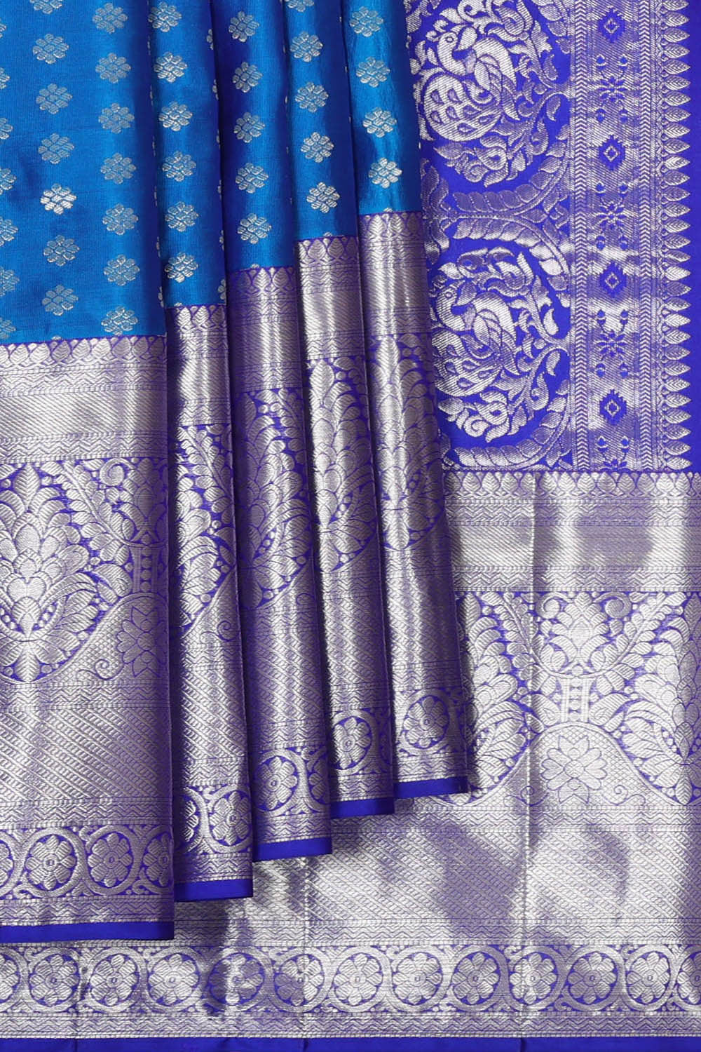 Kanchipattu Ocean Blue Brocade Saree