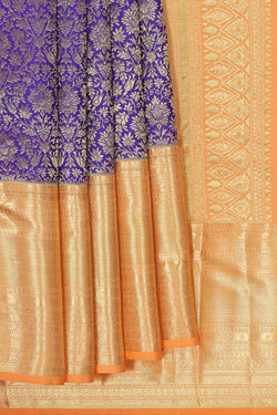 Image of Kanchipattu Purple Blue Brocade Saree