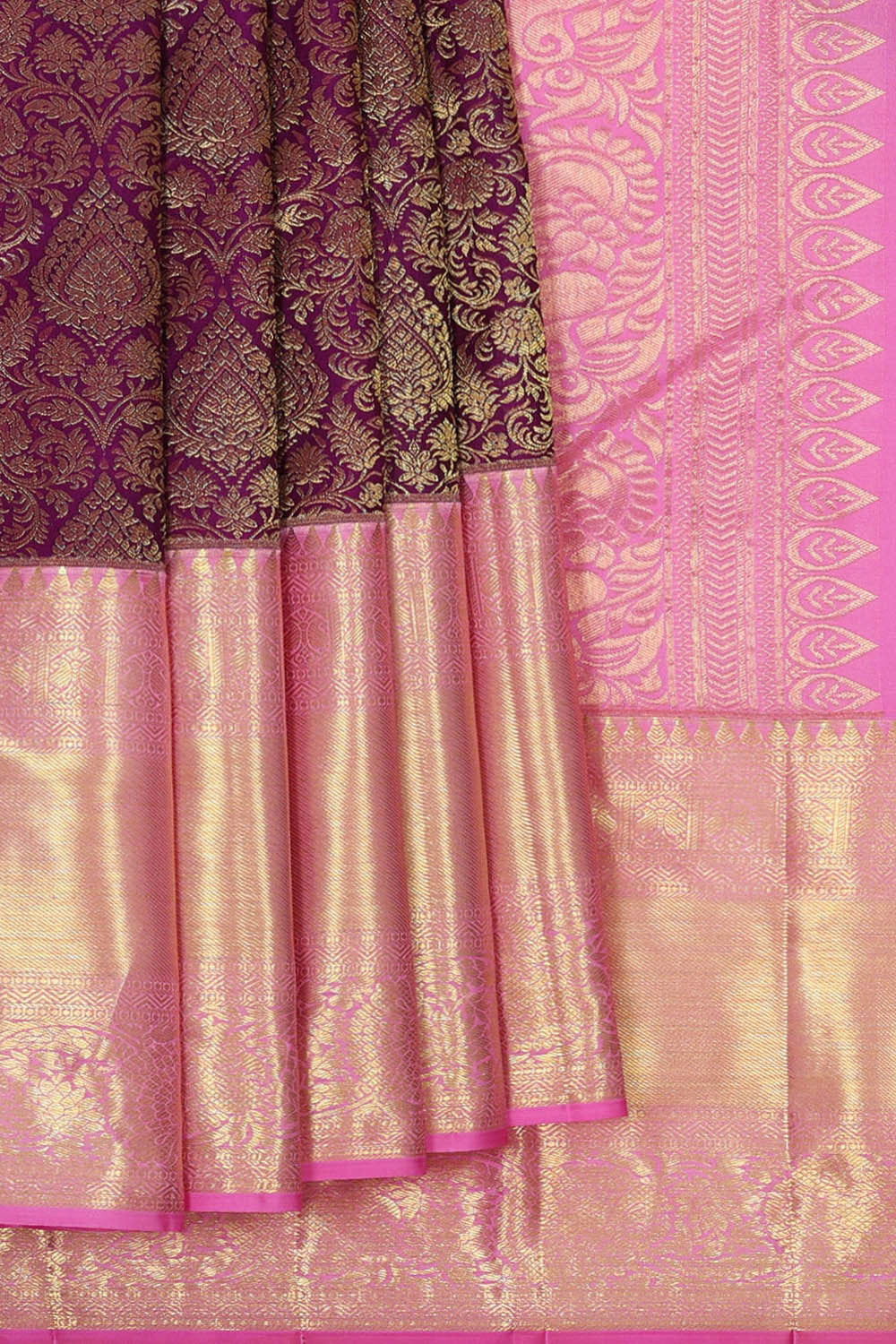 Kanchipattu Dark Magenta Brocade Saree