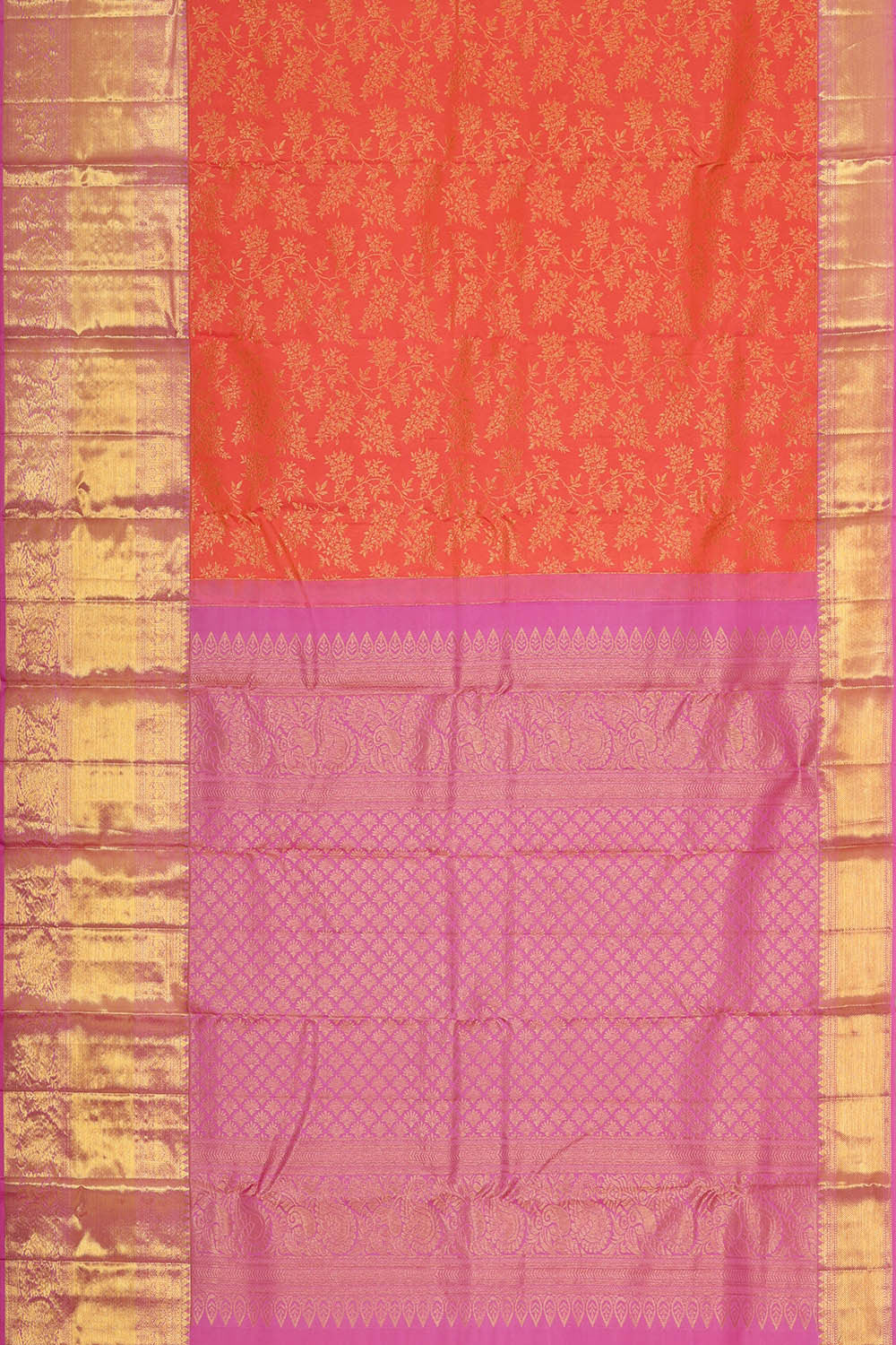 Kanchipattu Orange Brocade Saree