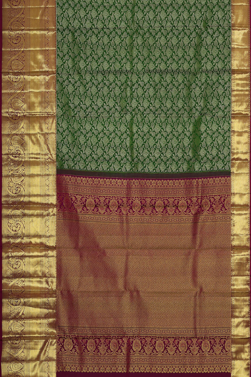 Kanchipattu Leaf Green Brocade Saree