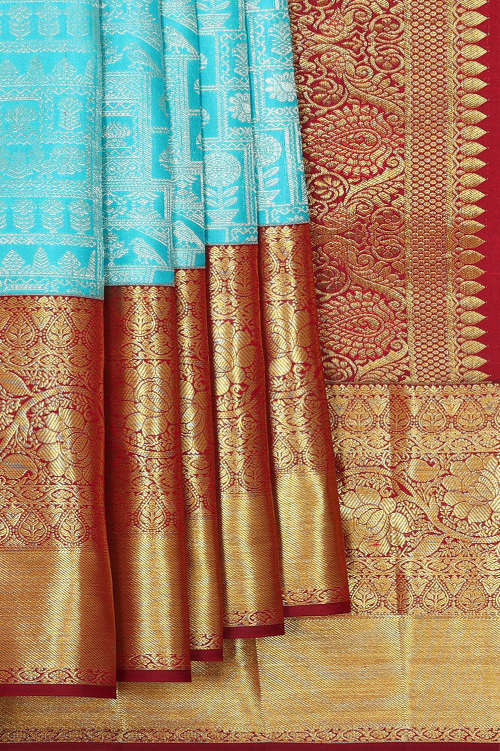 Image of Kanchipattu Sky Blue Brocade Saree