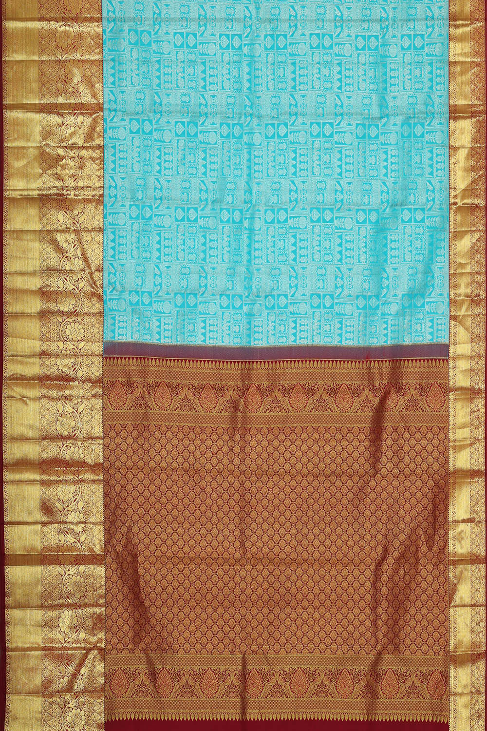 Image of Kanchipattu Sky Blue Brocade Saree