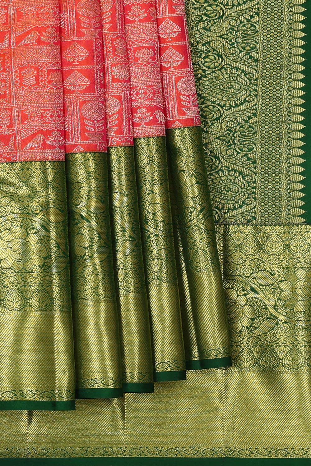 Kanchipattu Peach Brocade Saree