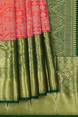 Image of Kanchipattu Peach Brocade Saree