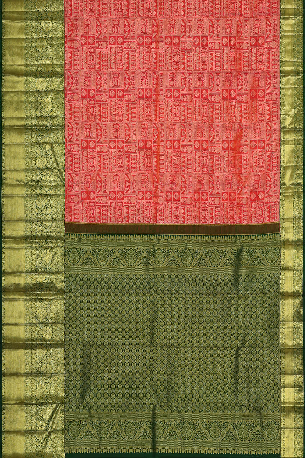 Kanchipattu Peach Brocade Saree