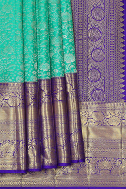 Image of Kanchipattu Deep Sea Green Brocade Saree