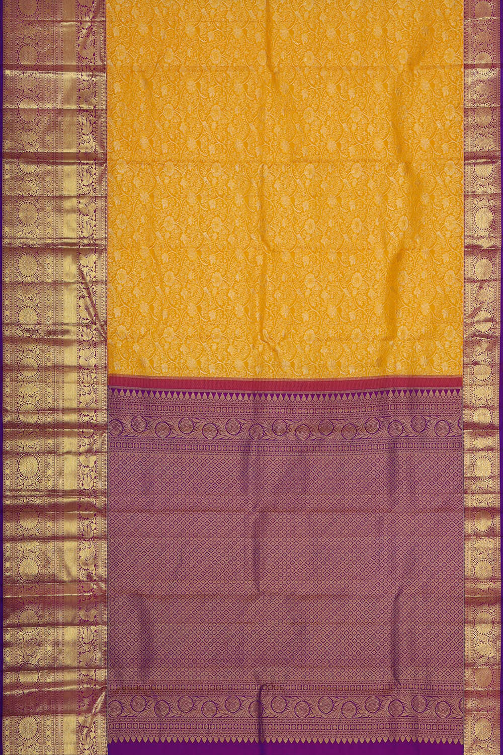 Kanchipattu Mustard Yellow Brocade Saree