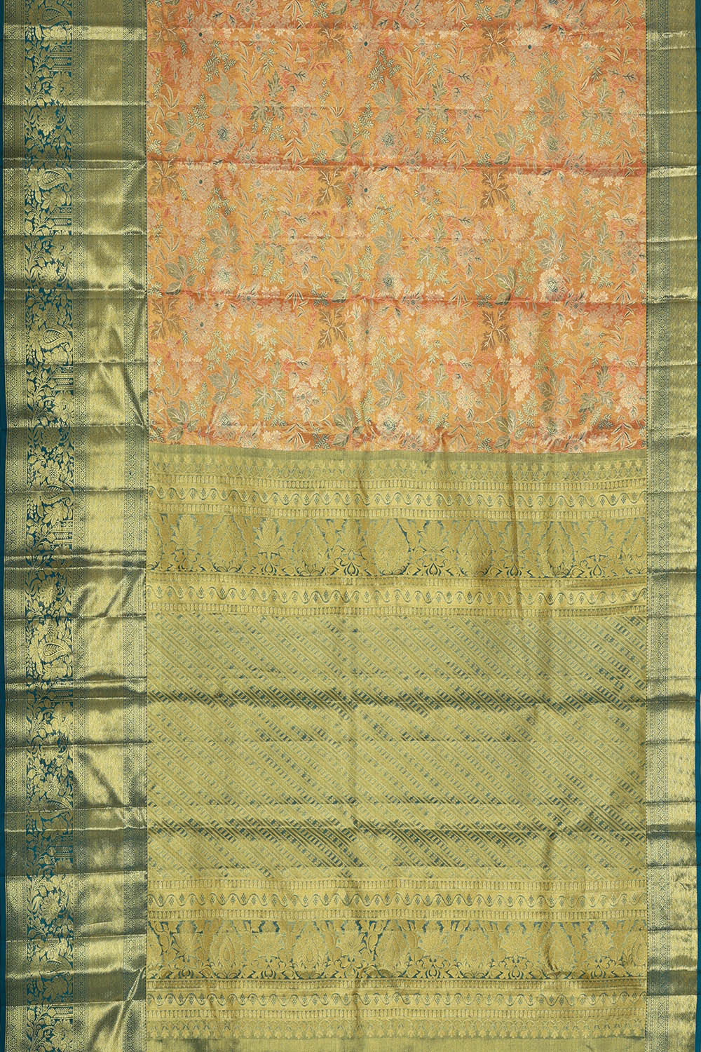 Kanchipattu Peach Tissue Brocade Saree