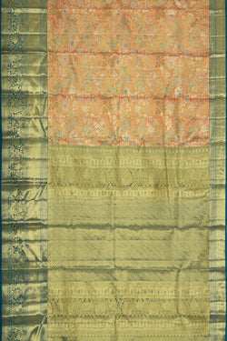 Image of Kanchipattu Peach Tissue Brocade Saree