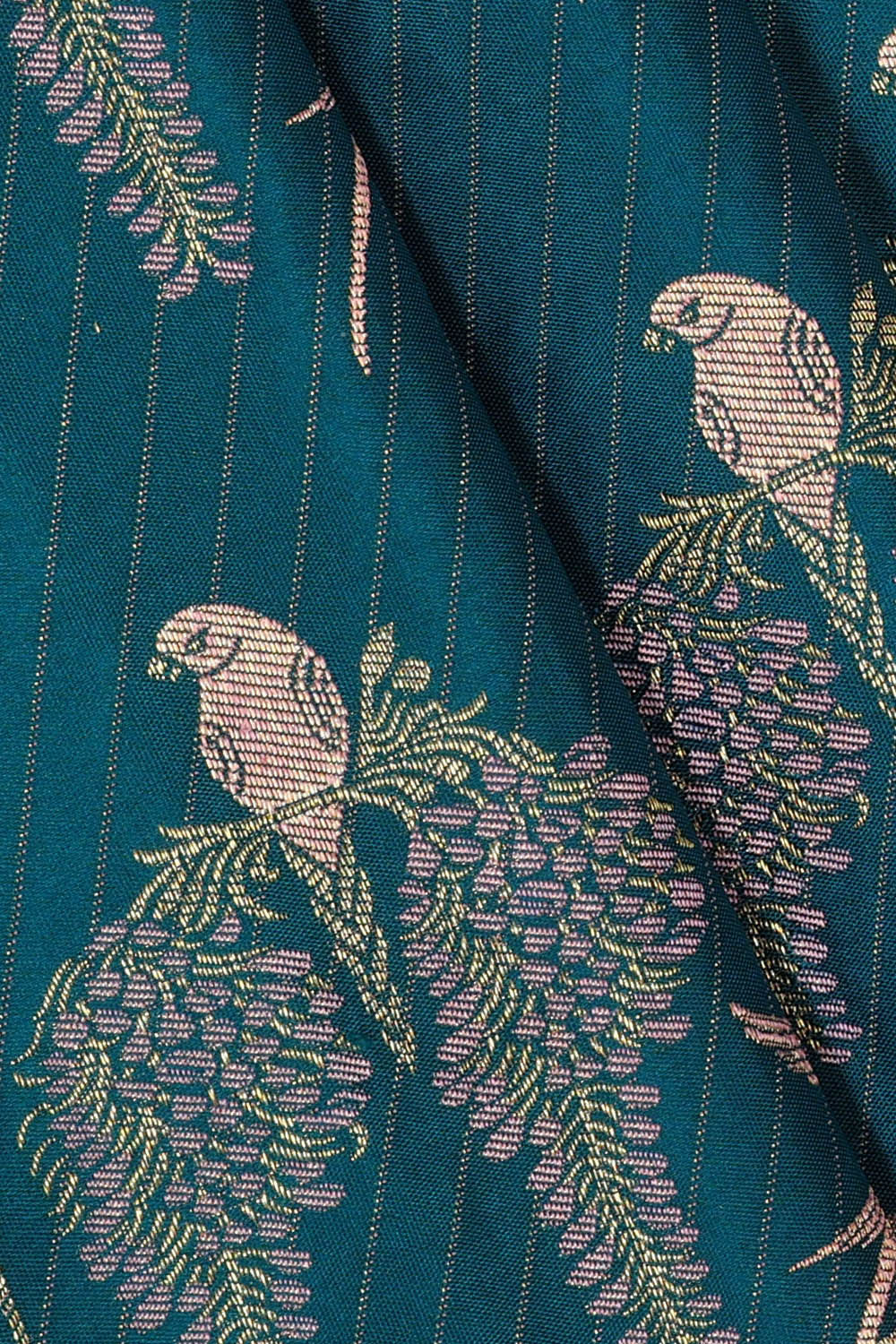 Kanchipattu Peacock Blue Brocade Saree