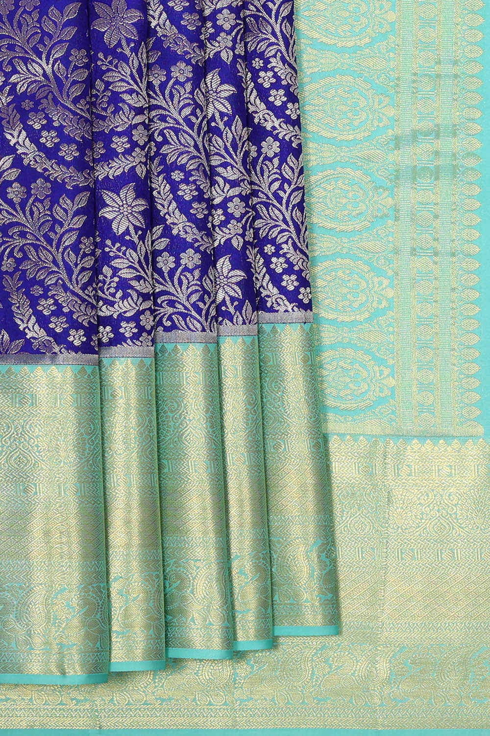 Kanchipattu Royal Blue Brocade Saree
