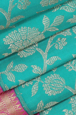 Image of Kanchipattu Turquoise Blue Brocade Saree