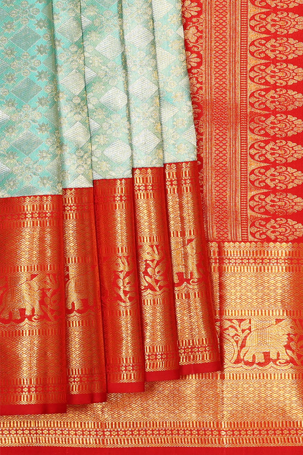 Kanchipattu Ice Blue Brocade Saree