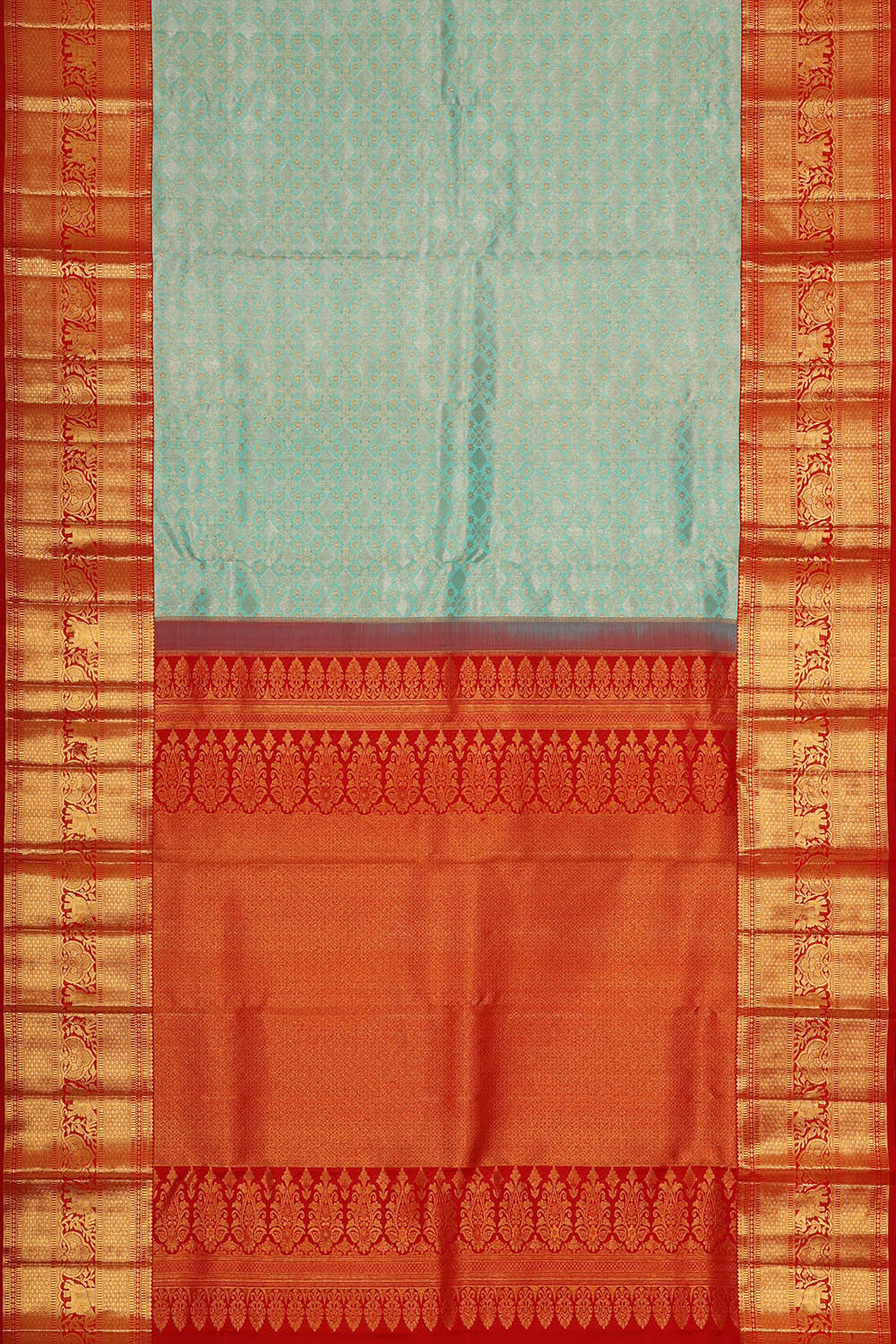 Kanchipattu Ice Blue Brocade Saree