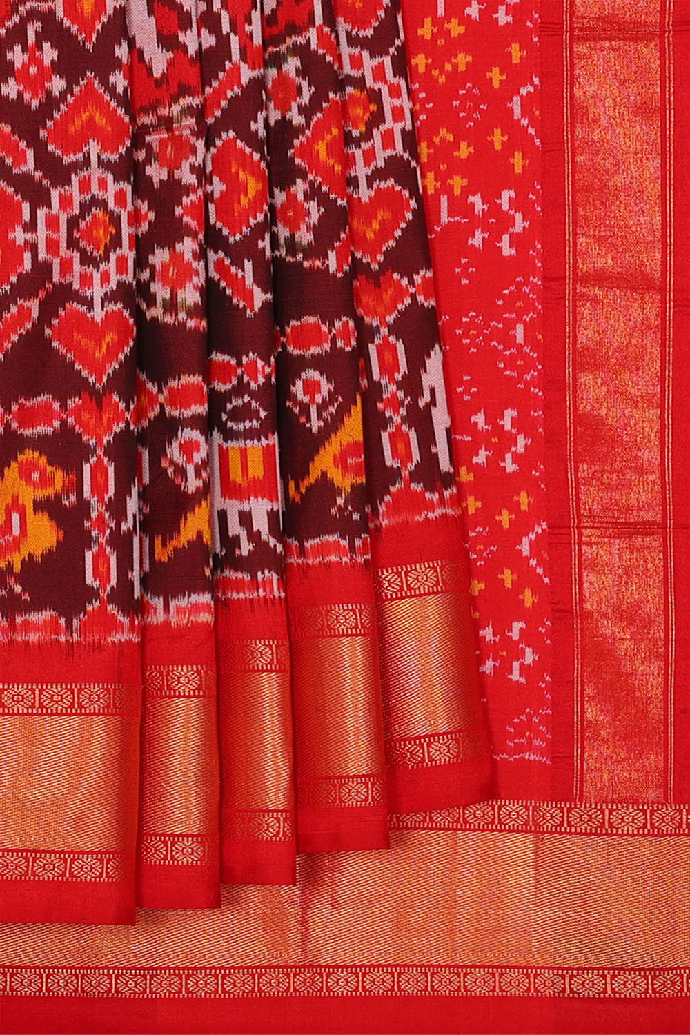 Pochampally Ikat Silk Maroon Saree