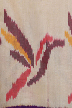 Image of Pochampally Ikat Silk Cream Saree