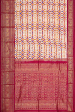 Image of Pochampally Ikat Silk Cream Saree