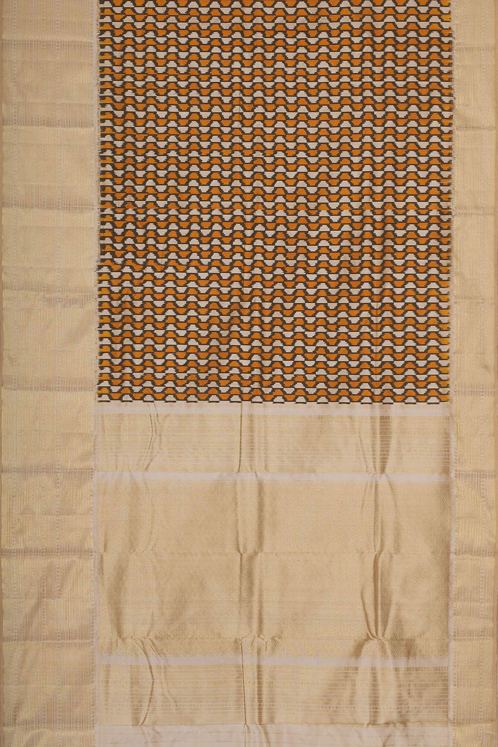 Pochampally Ikat Silk Cream Saree